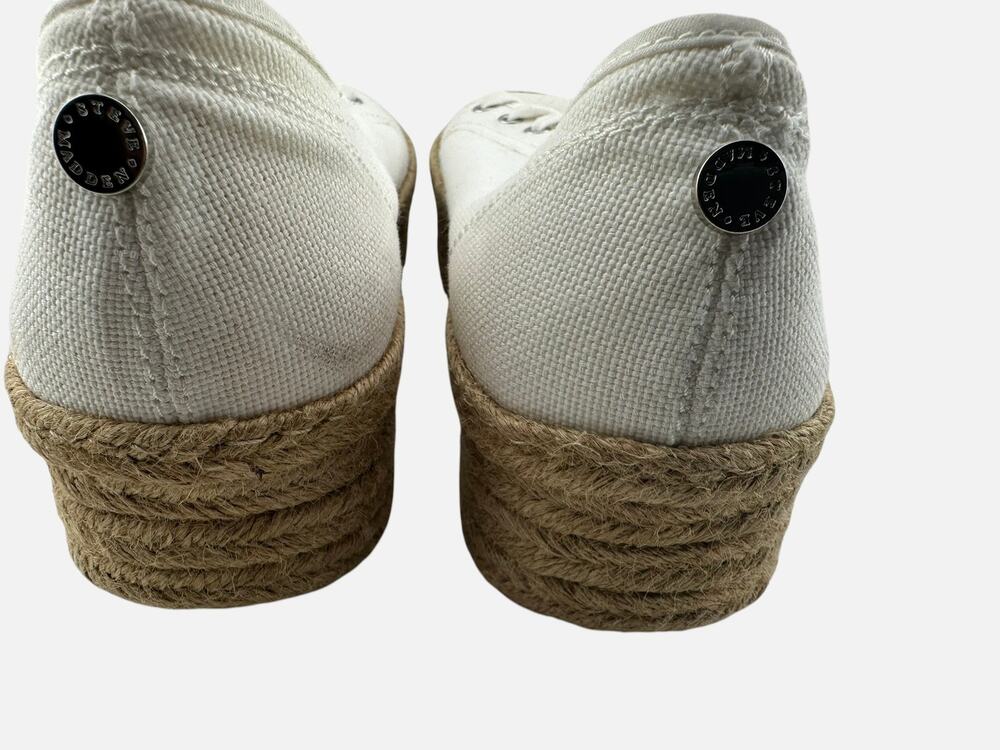 Steve Madden HAMPTON White Canvas Espadrille Platform Sneakers Size 9.5